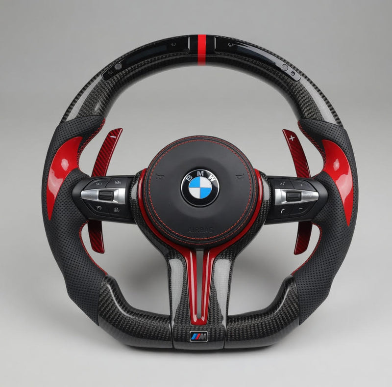 Volante BMW M Sport F-Series Carbono Levas Rojas