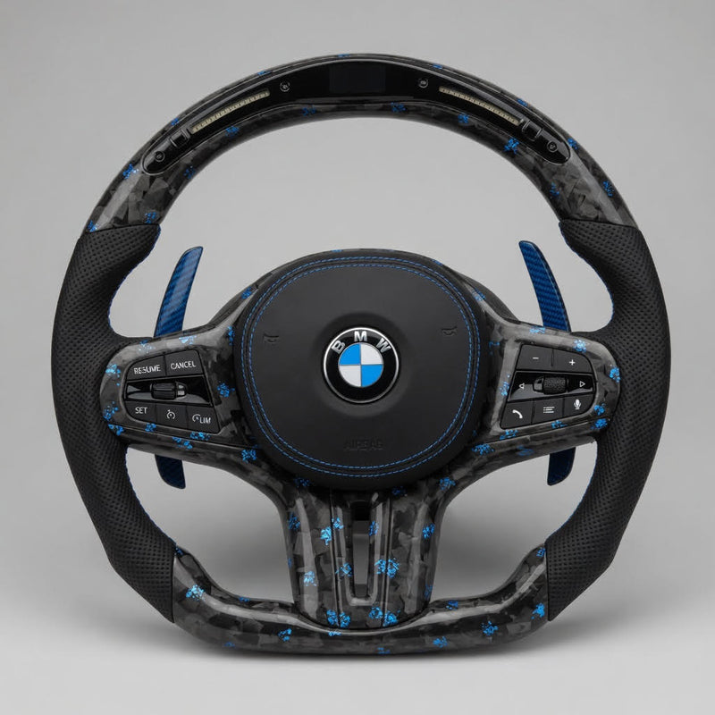 Volante BMW M Performance G-Series LED Carbono Forjado Azul