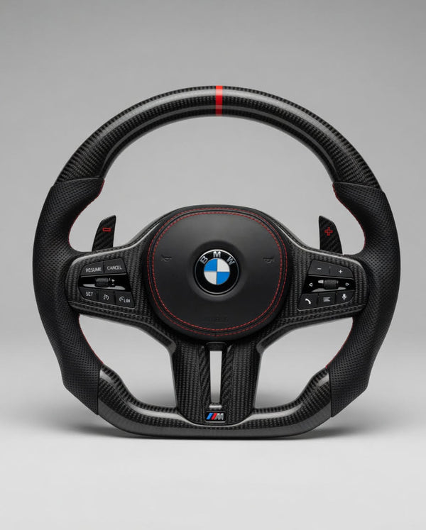 Volante M Sport G-Series — Carbono + Costuras Rojas