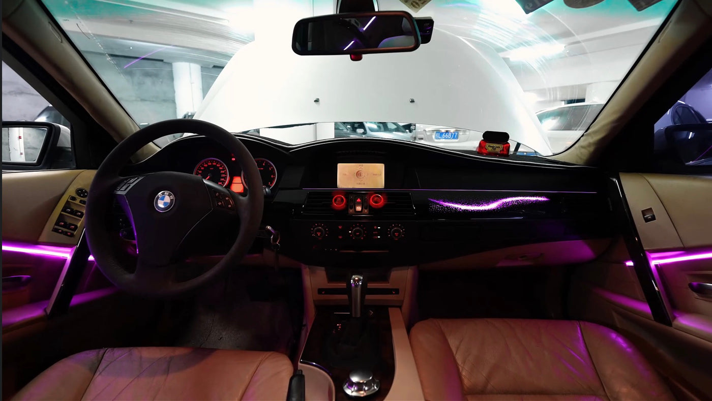 Iluminacion ambiente BMW E60 vista panoramica interior