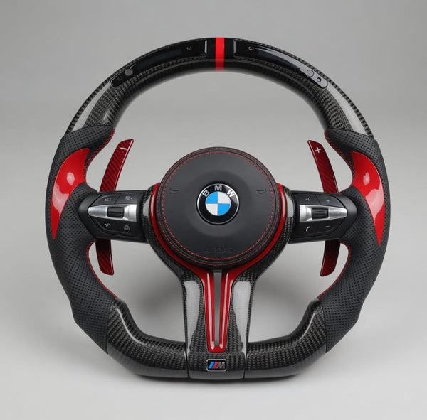Volante M Sport F-Series — Carbono + Levas Rojas