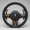 Volante M Sport F-Series — Alcantara + Levas Cobre