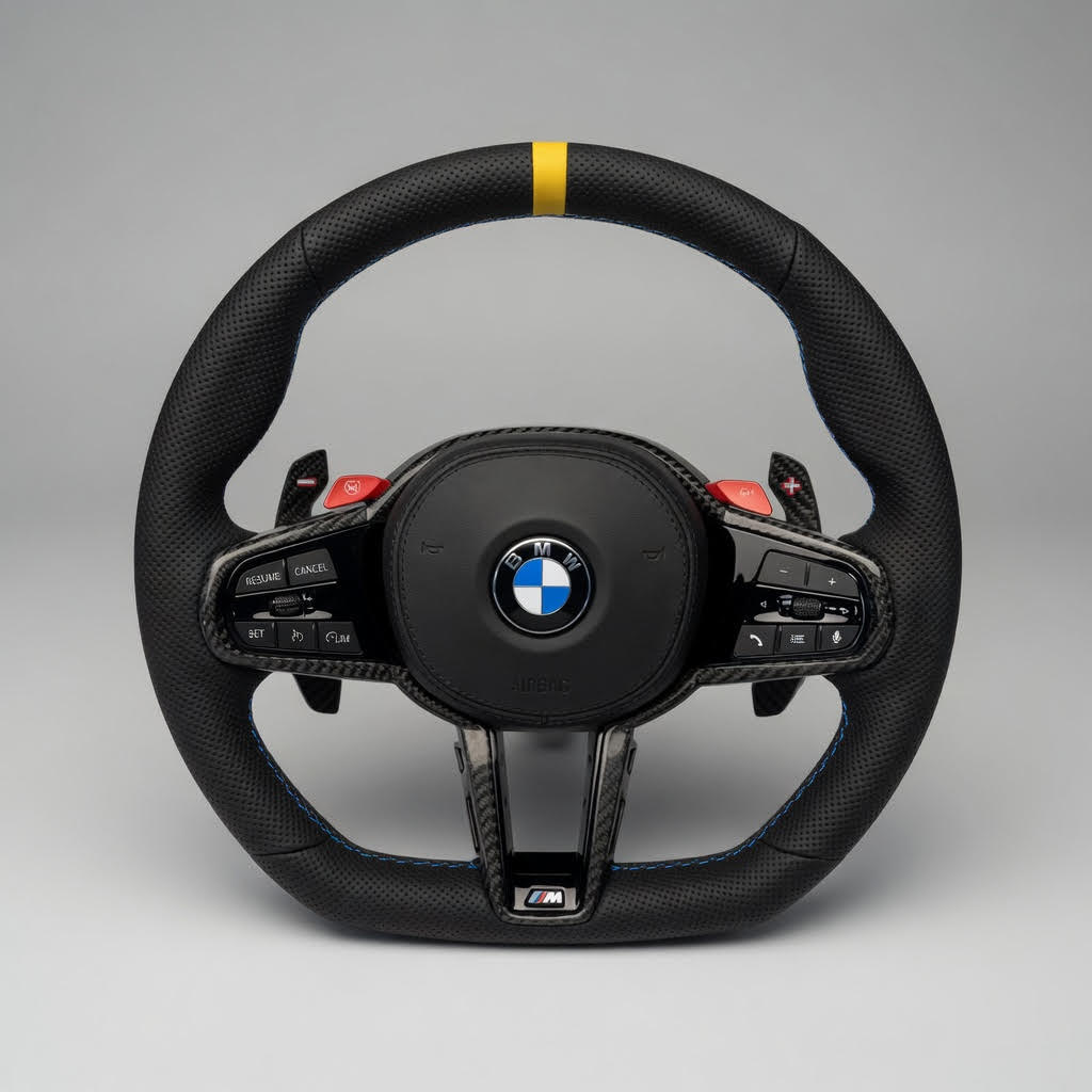 Volante BMW M Sport F-Series Carbono Franja Amarilla Speed Yellow