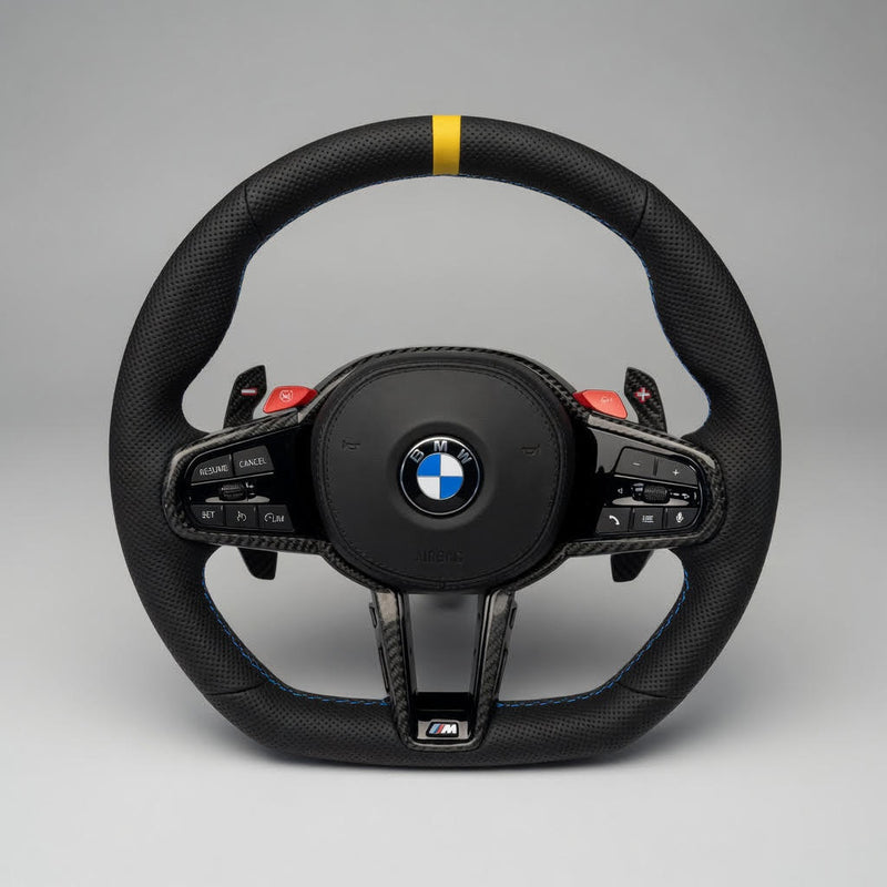Volante BMW M Sport F-Series Carbono Franja Amarilla Speed Yellow